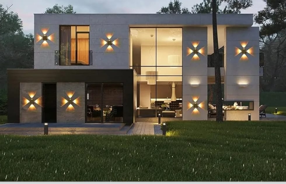 4 Way outdoor wall washer wall light IP 65 Warm white