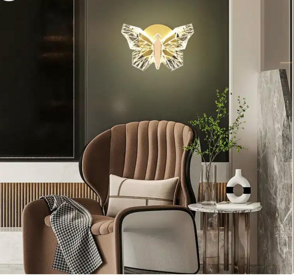 Transparent Acrylic Butterfly Gold Led wall lamp try colour
