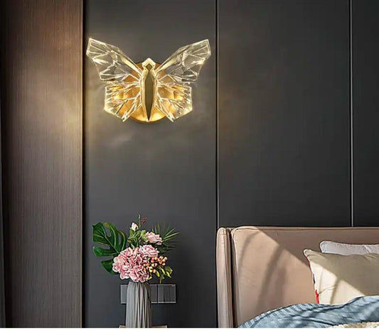 Transparent Acrylic Butterfly Gold Led  wall lamp try colour
