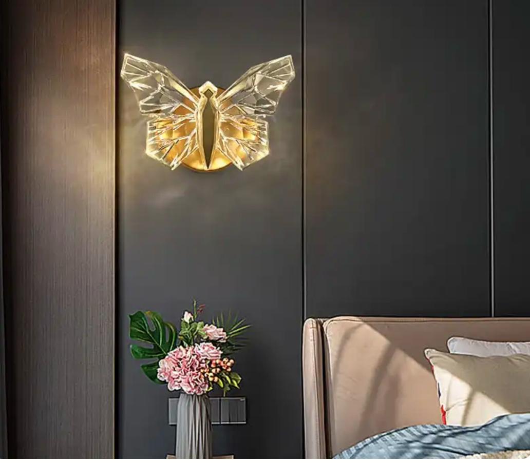 Transparent Acrylic Butterfly Gold Led  wall lamp try colour