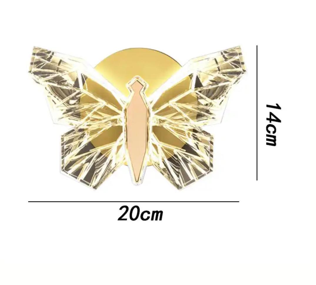 Transparent Acrylic Butterfly Gold Led  wall lamp try colour