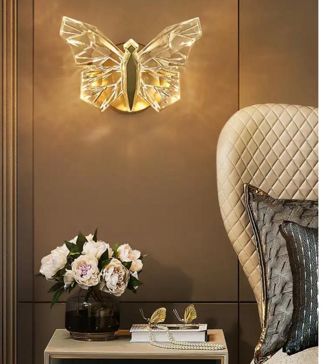 Transparent Acrylic Butterfly Gold Led  wall lamp try colour